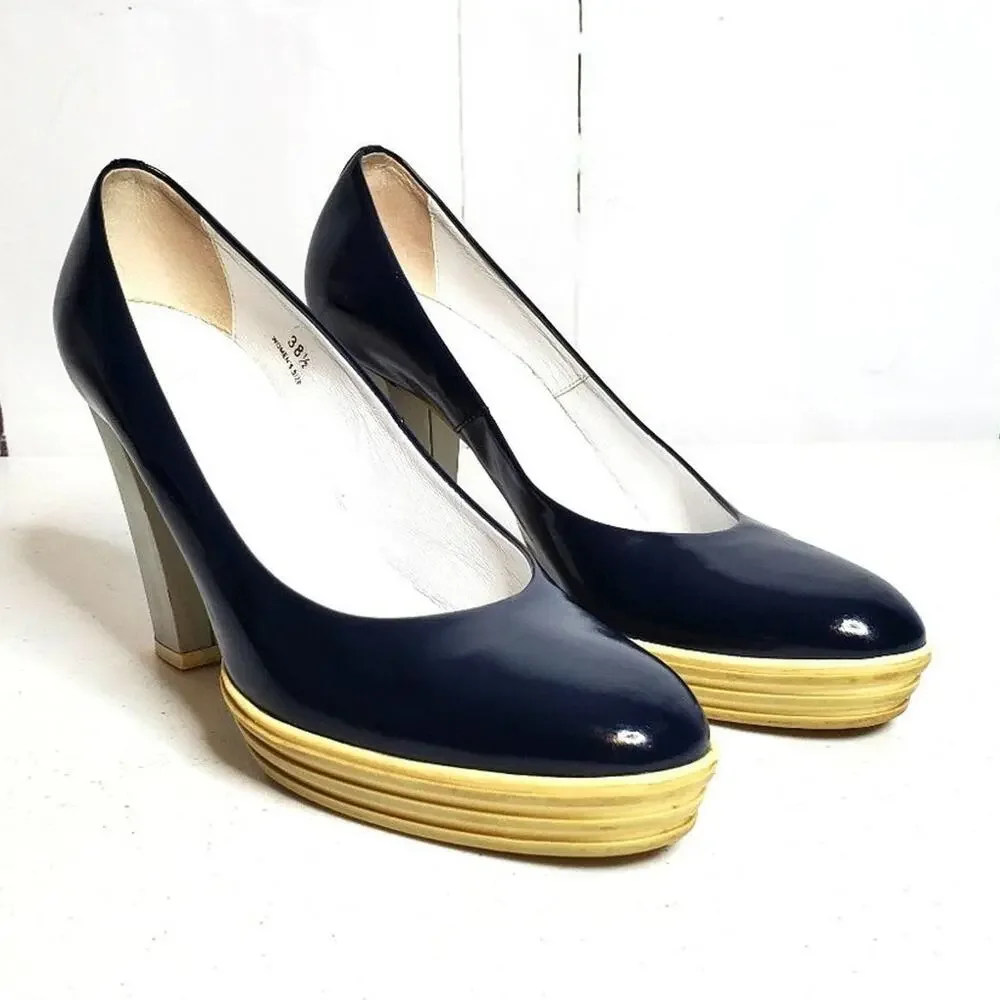 Vintage Hogan Patent Leather Sneaker Platform Heels 38.5